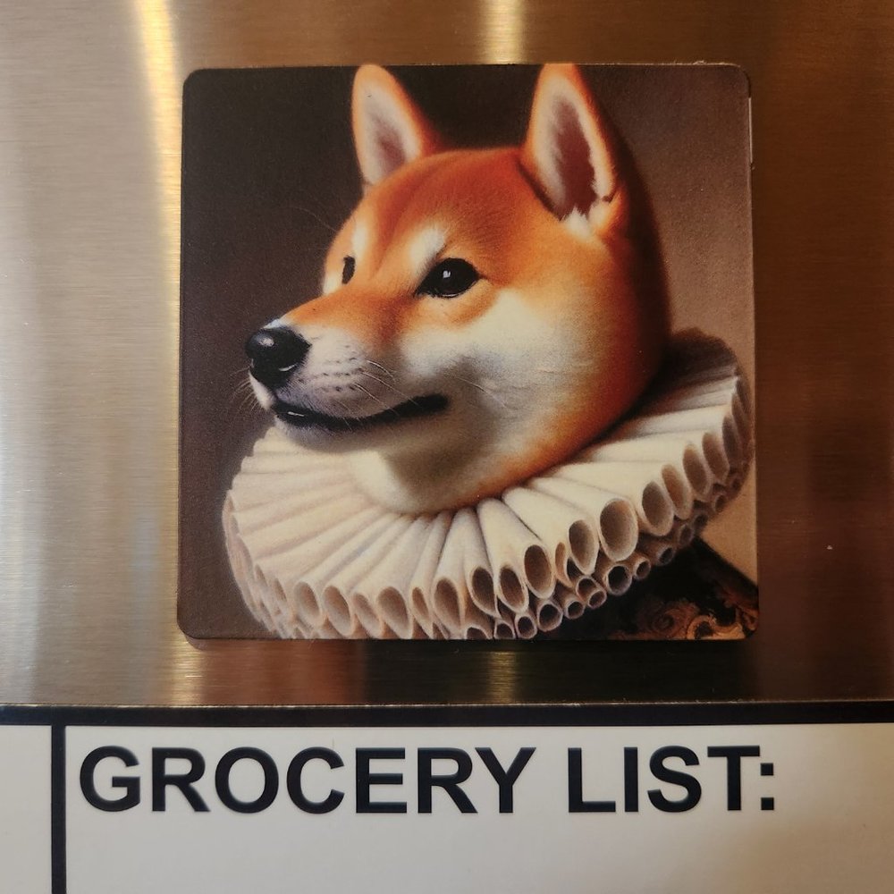 3x3 magnet Shiba Inu magnet Elizabethan oil portrait - Picture 4 of 7